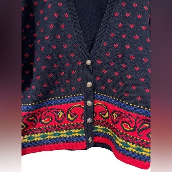 Norton McNaughton Petites Sweater Vintage Size Medium V Neck Button Down 90s - Picture 4 of 7